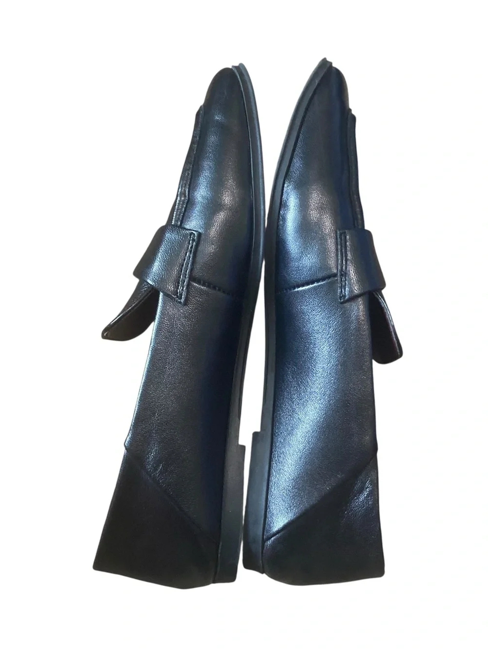 Franco Sarto Black Leather Almond Toe Classic Chic Loafers Size 6M